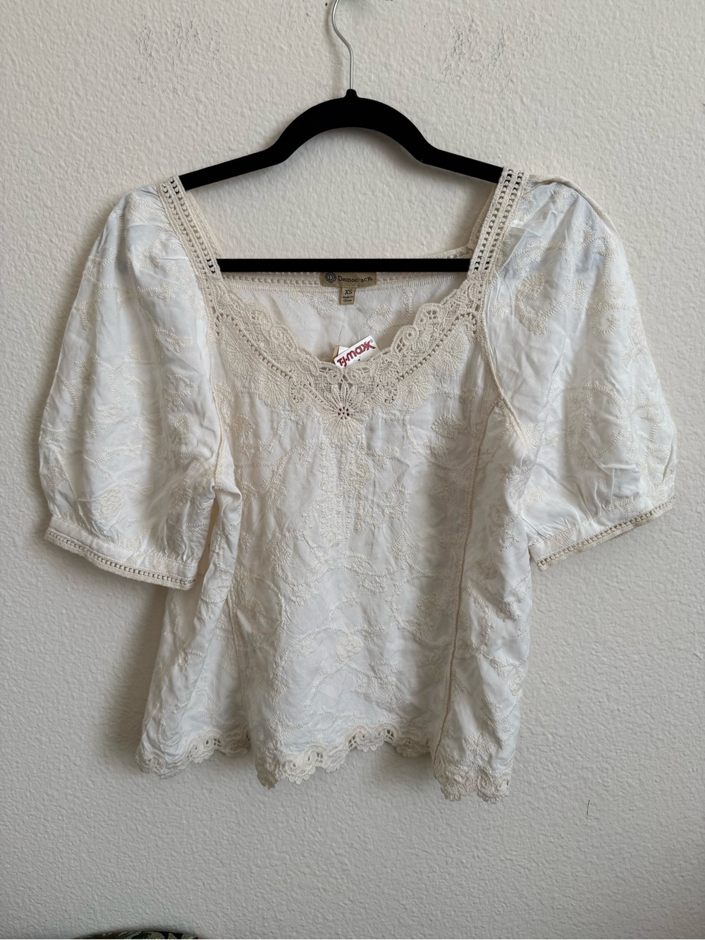 Democracy Ivory Embroidered Top